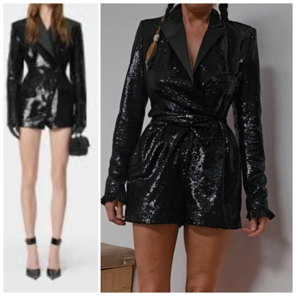 Philosophy Di Lorenzo Serafini Goth Black Sequin Mini Dress/Romper 2/4